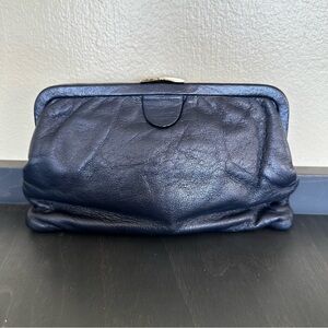Navy Blue Leather Vintage Clutche